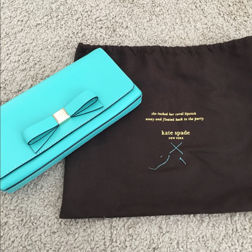 Kate Spade Turquoise Blue Clutch with Bow